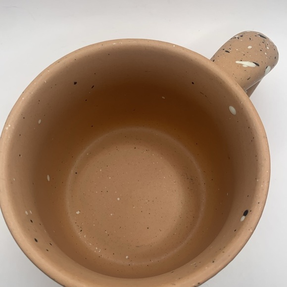 Mug speckled egg look black & white on Beige Mug w/ donut Handle Cup - Picture 2 of 7